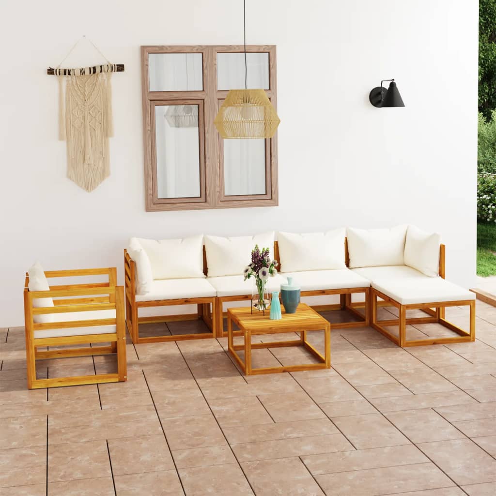 5 Piece Patio Lounge Set With Cushions Solid Acacia Wood