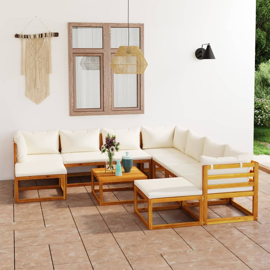 5 Piece Patio Lounge Set With Cushions Solid Acacia Wood