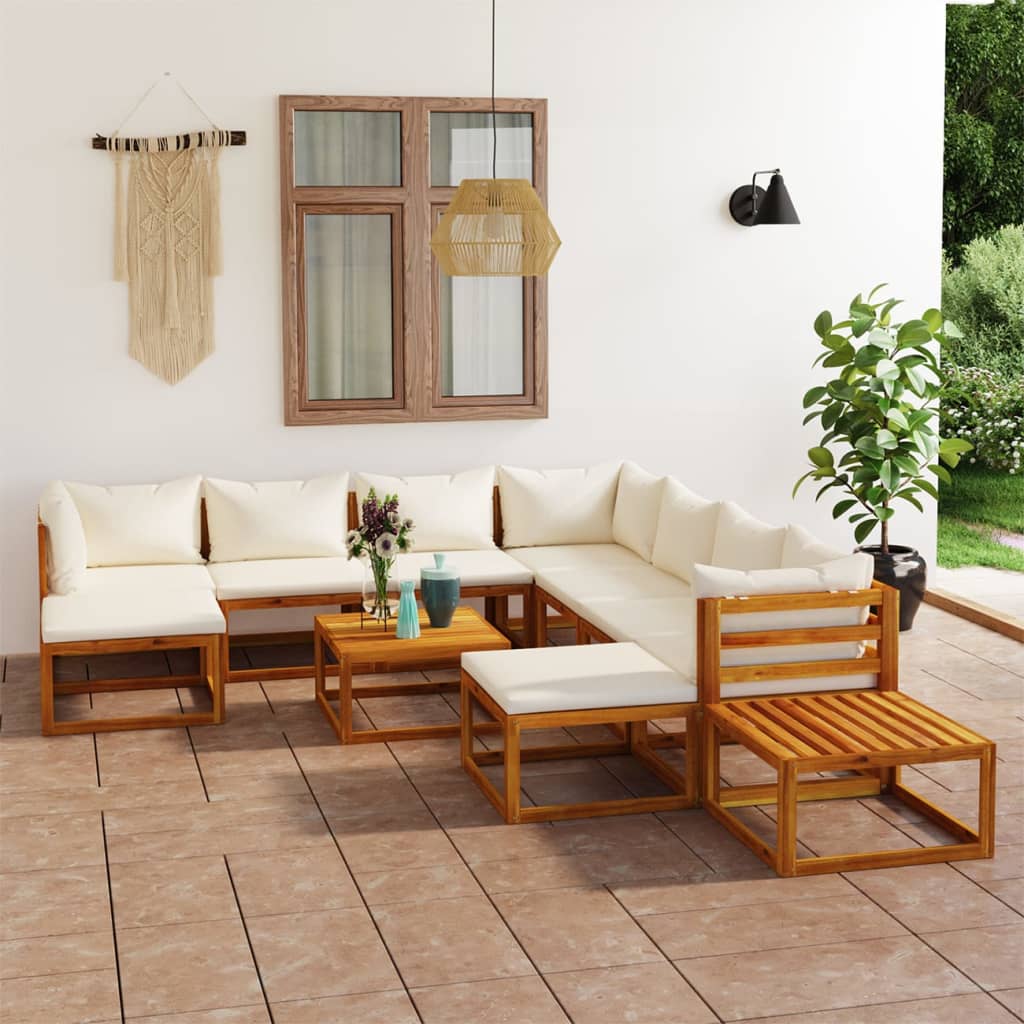 5 Piece Patio Lounge Set With Cushions Solid Acacia Wood