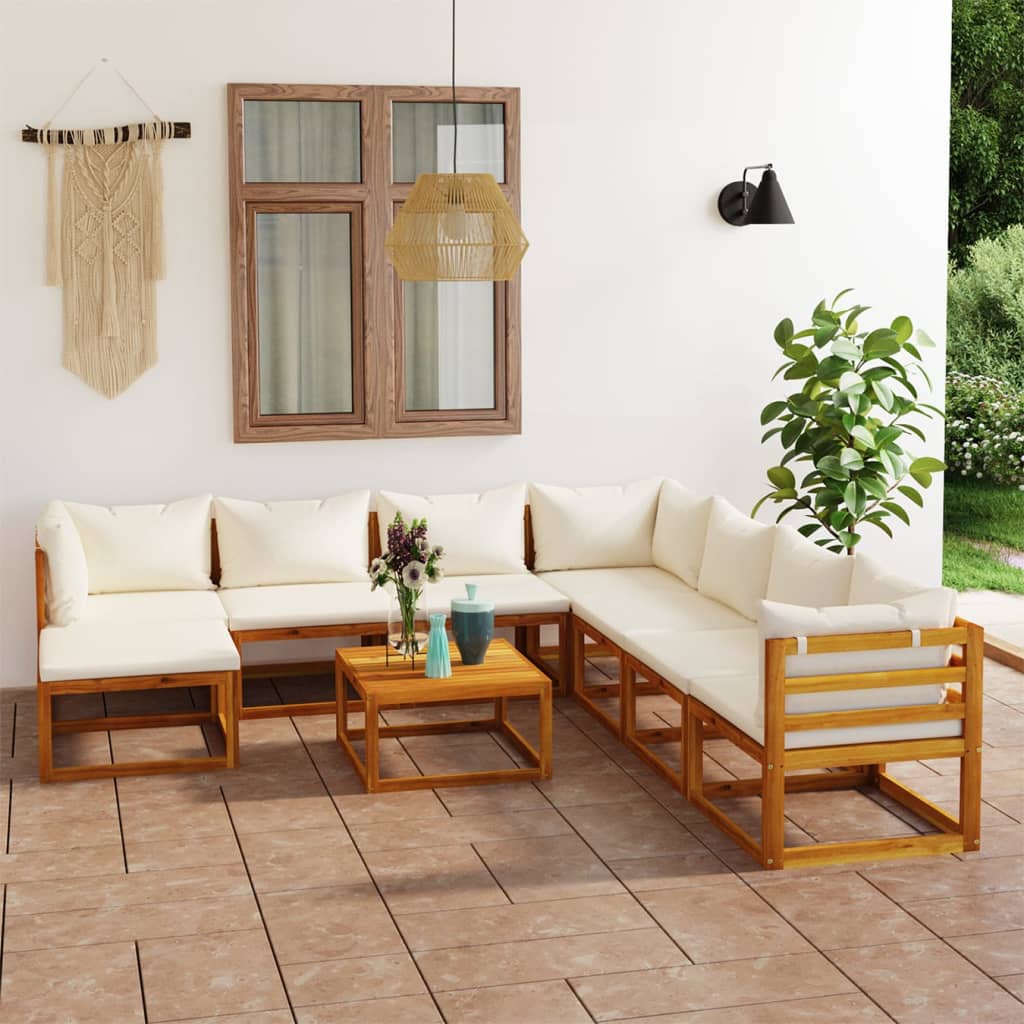 5 Piece Patio Lounge Set With Cushions Solid Acacia Wood