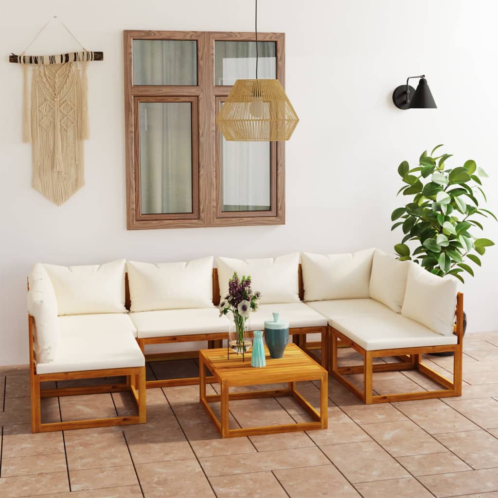 5 Piece Patio Lounge Set With Cushions Solid Acacia Wood