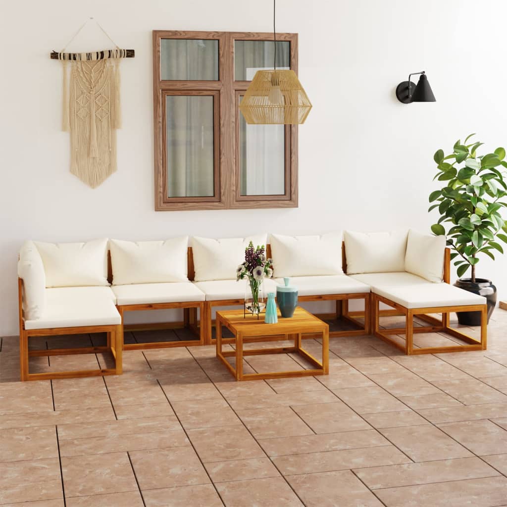 5 Piece Patio Lounge Set With Cushions Solid Acacia Wood