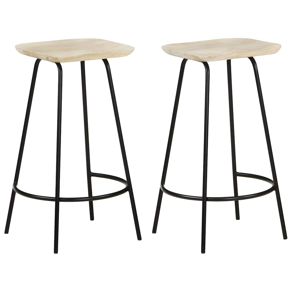 Bar Stools 2 Pcs Solid Mango Wood