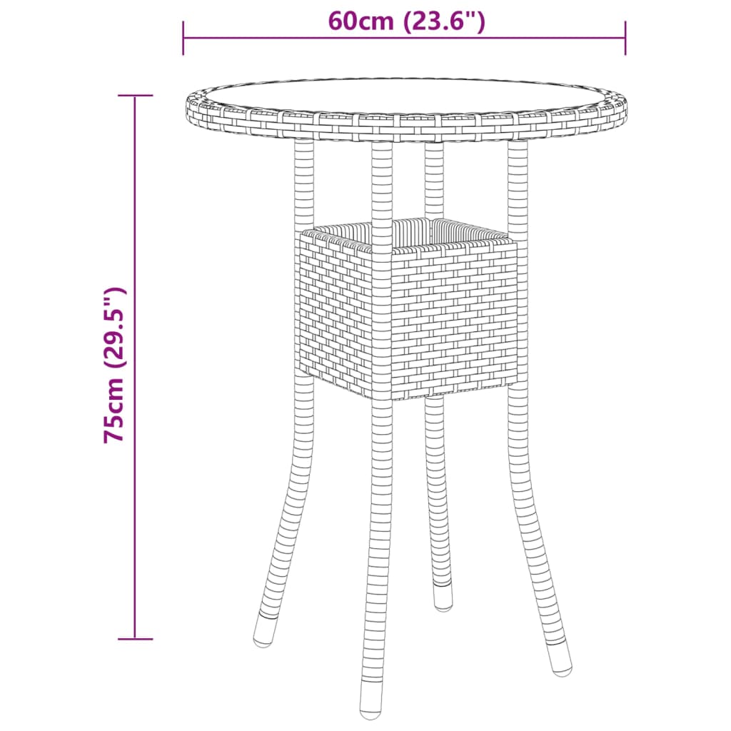 3 Piece Patio Bistro Set Poly Rattan