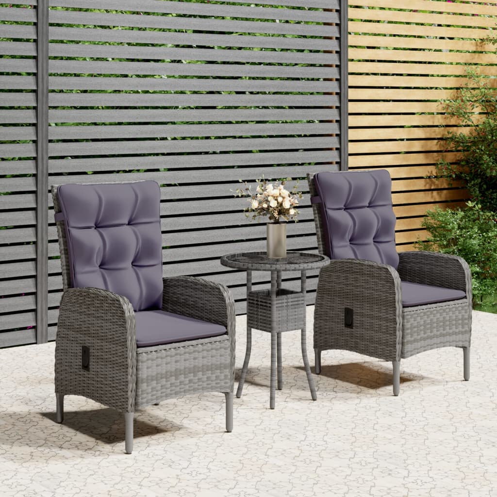 3 Piece Patio Bistro Set Poly Rattan