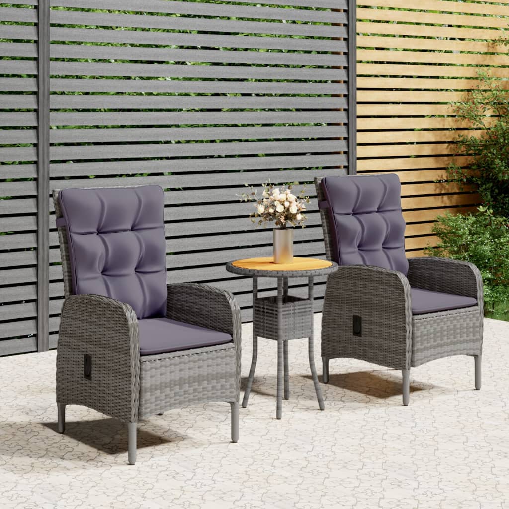 3 Piece Patio Bistro Set Poly Rattan