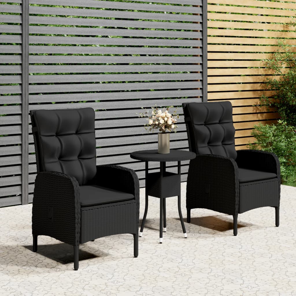 3 Piece Patio Bistro Set Poly Rattan