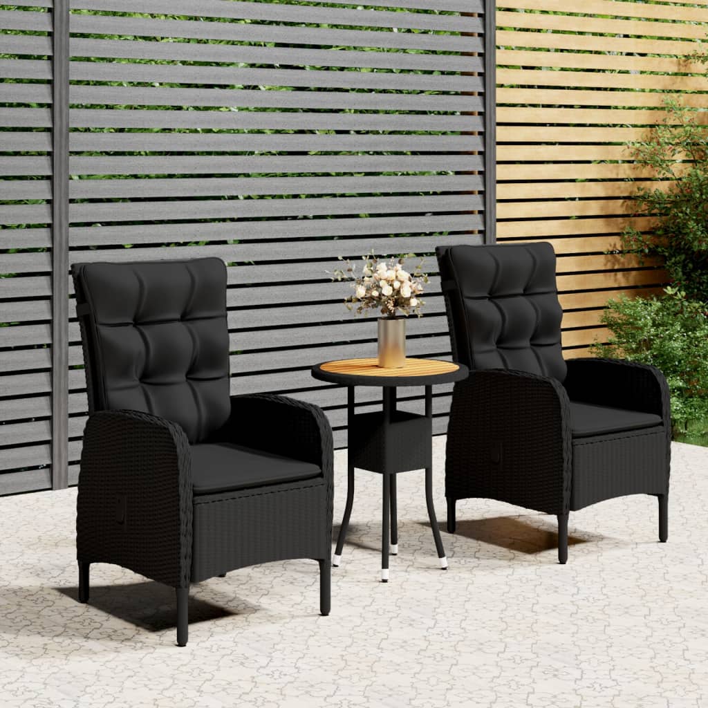 3 Piece Patio Bistro Set Poly Rattan