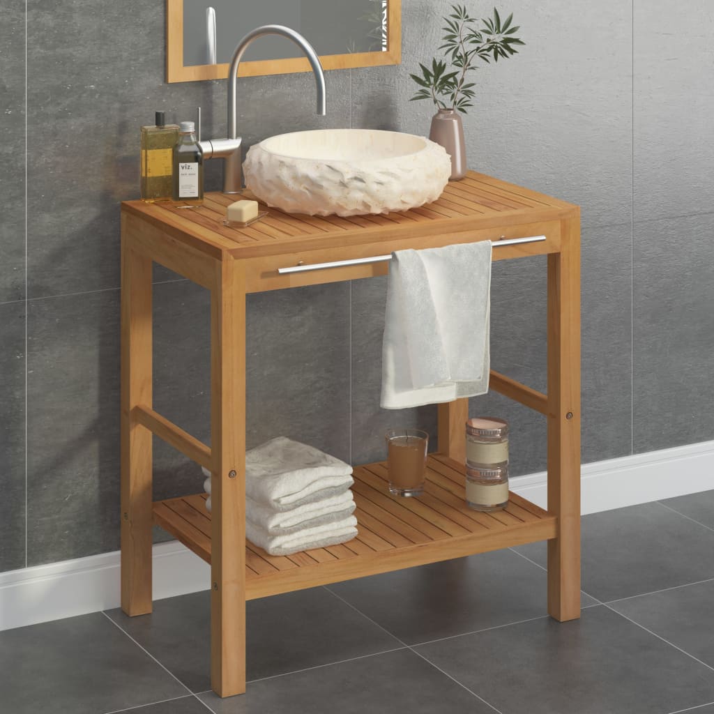 Bathroom Vanity Cabinet Solid Teak With Sink Marble