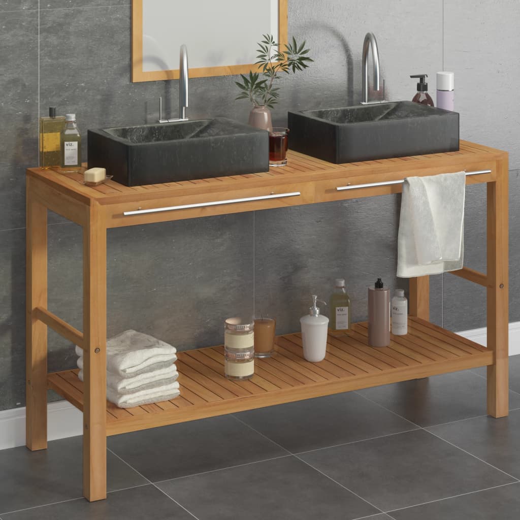 Bathroom Vanity Cabinet Solid Teak With Sink Marble