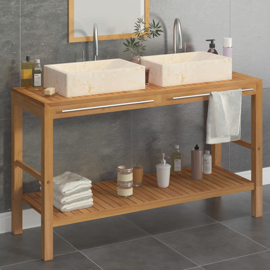 Bathroom Vanity Cabinet Solid Teak With Sink Marble