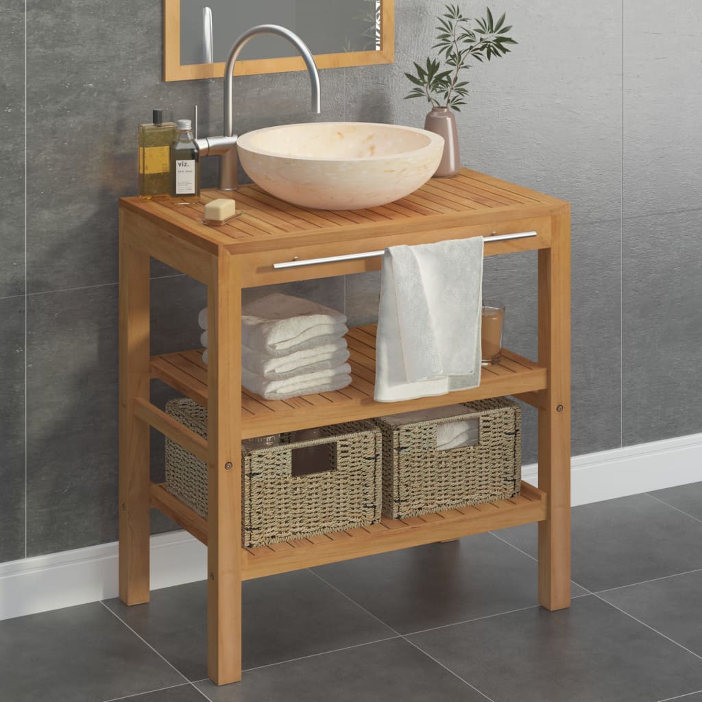 Bathroom Vanity Cabinet Solid Teak With Sink Marble