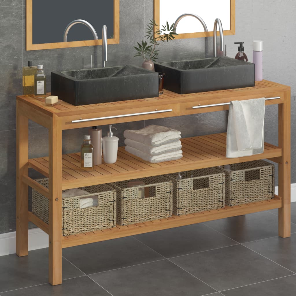 Bathroom Vanity Cabinet Solid Teak With Sink Marble