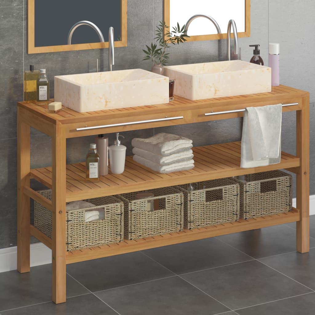 Bathroom Vanity Cabinet Solid Teak With Sink Marble