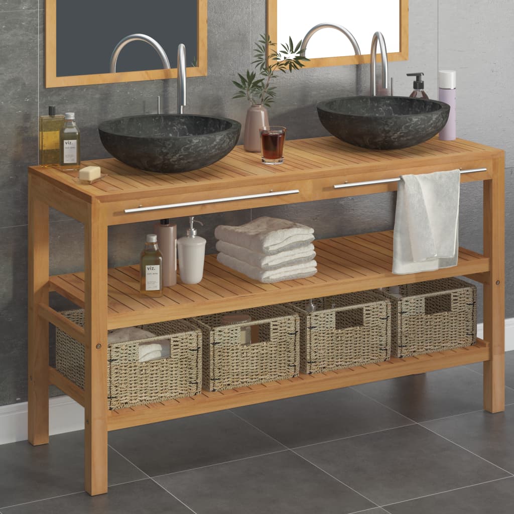 Bathroom Vanity Cabinet Solid Teak With Sink Marble