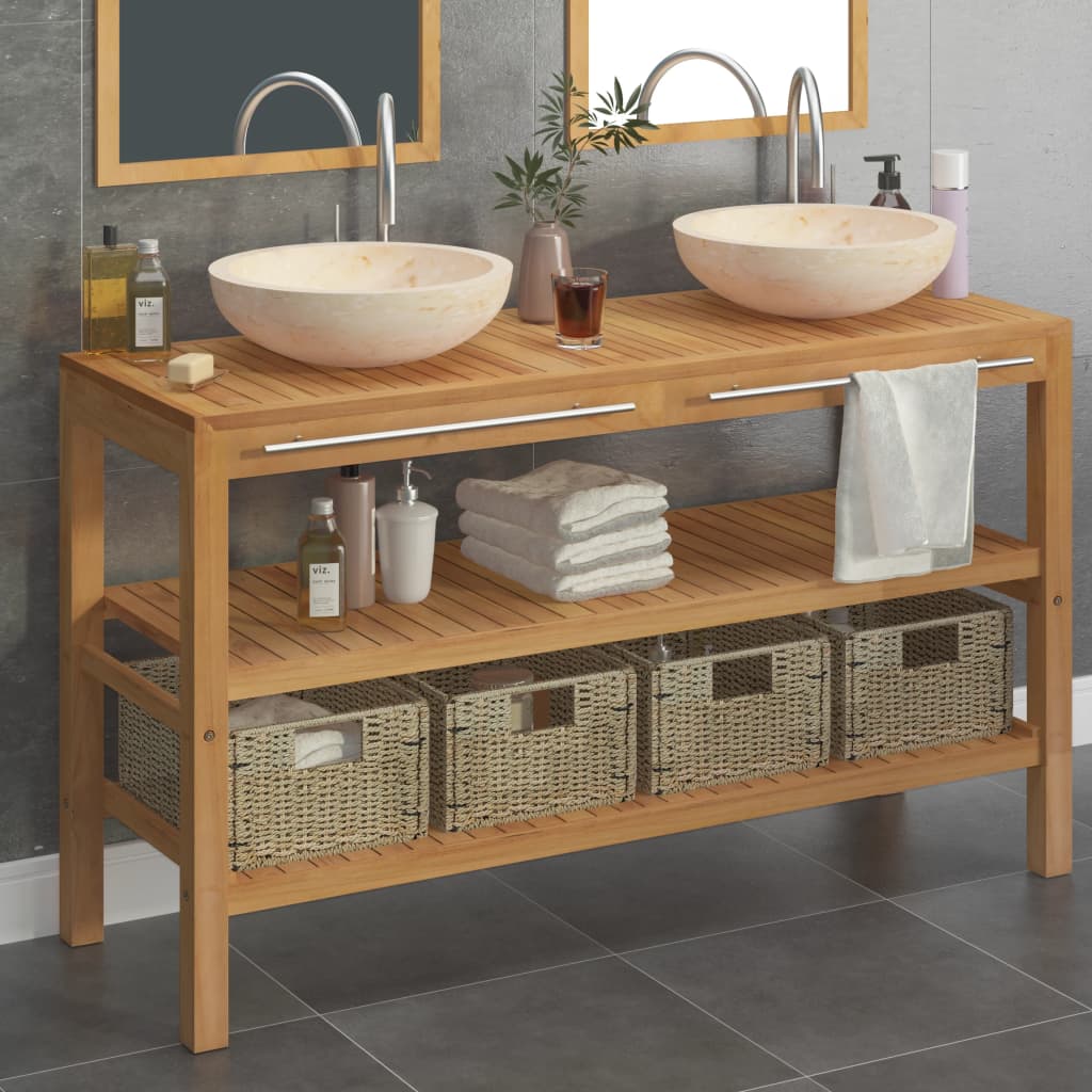 Bathroom Vanity Cabinet Solid Teak With Sink Marble