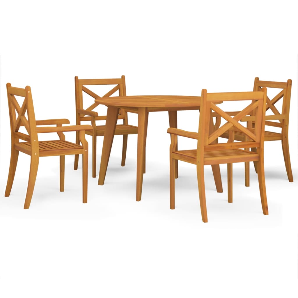 5 Piece Patio Dining Set Solid Wood Acacia