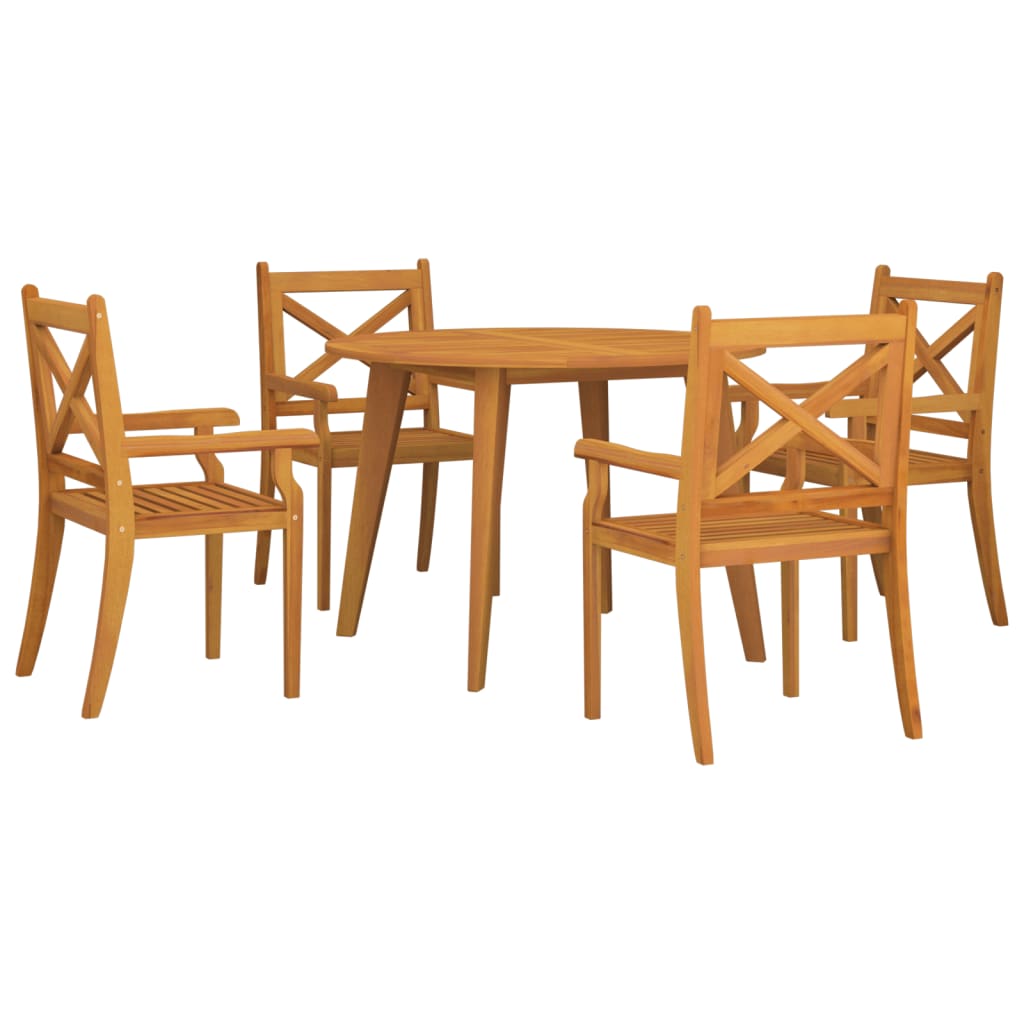 5 Piece Patio Dining Set Solid Wood Acacia