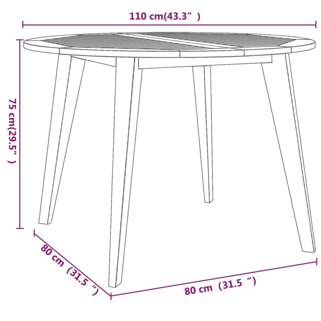 5 Piece Patio Dining Set Solid Wood Acacia