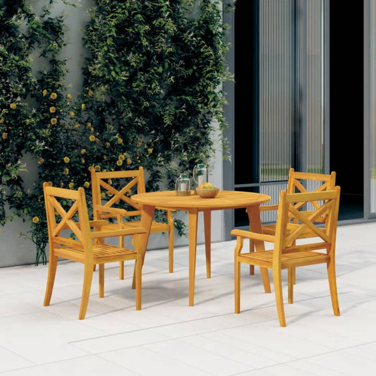 5 Piece Patio Dining Set Solid Wood Acacia