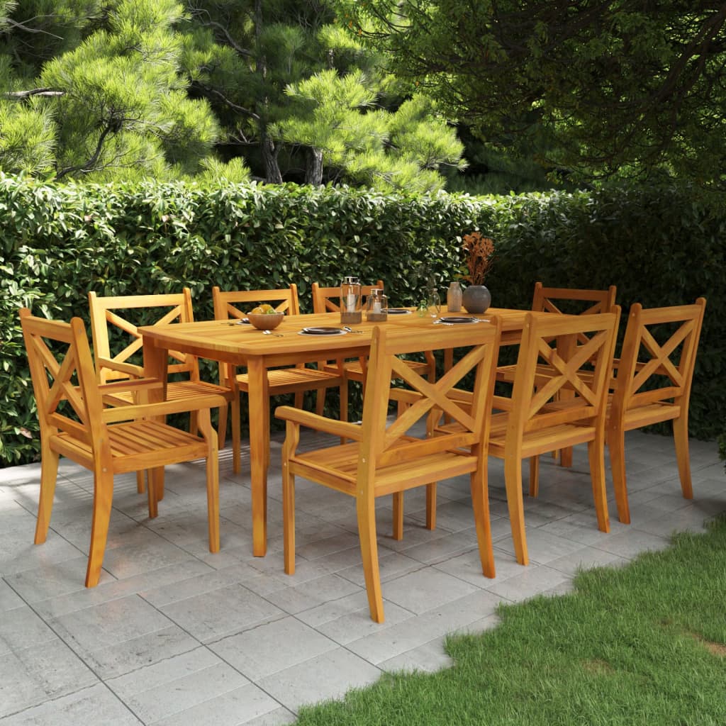 5 Piece Patio Dining Set Solid Wood Acacia