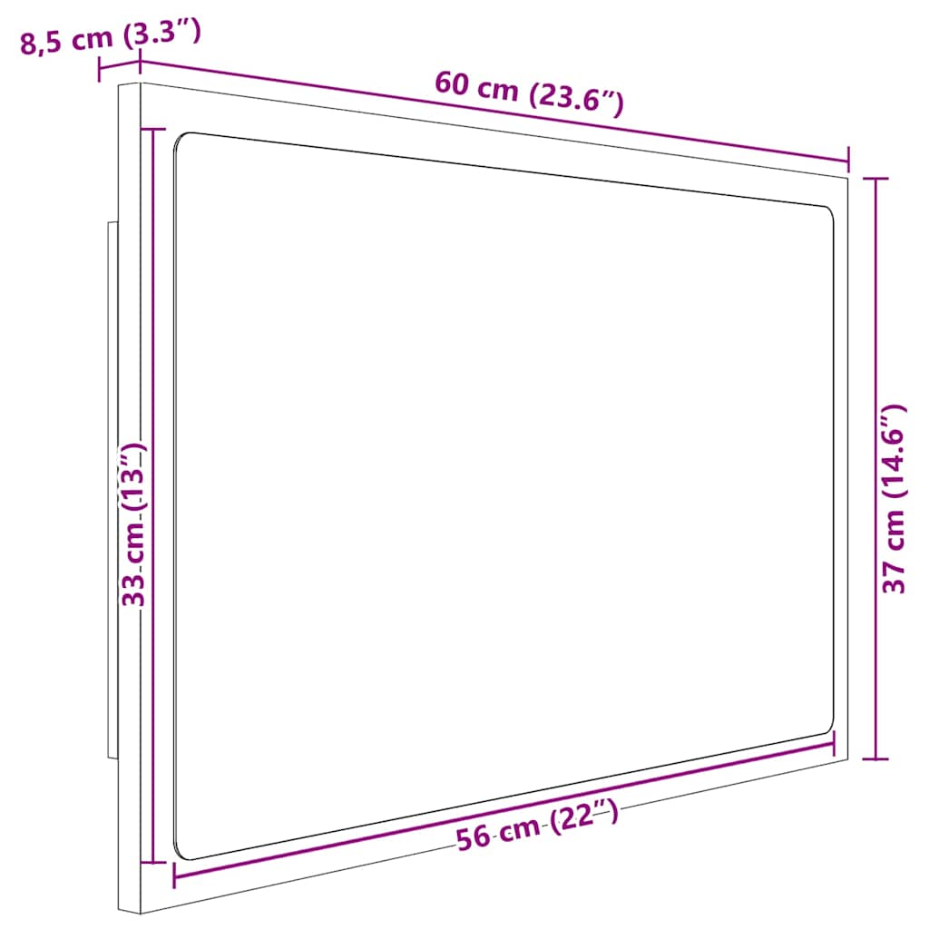 Led Bathroom Mirror 23.6&quot;X3.3&quot;X14.6&quot; Acrylic