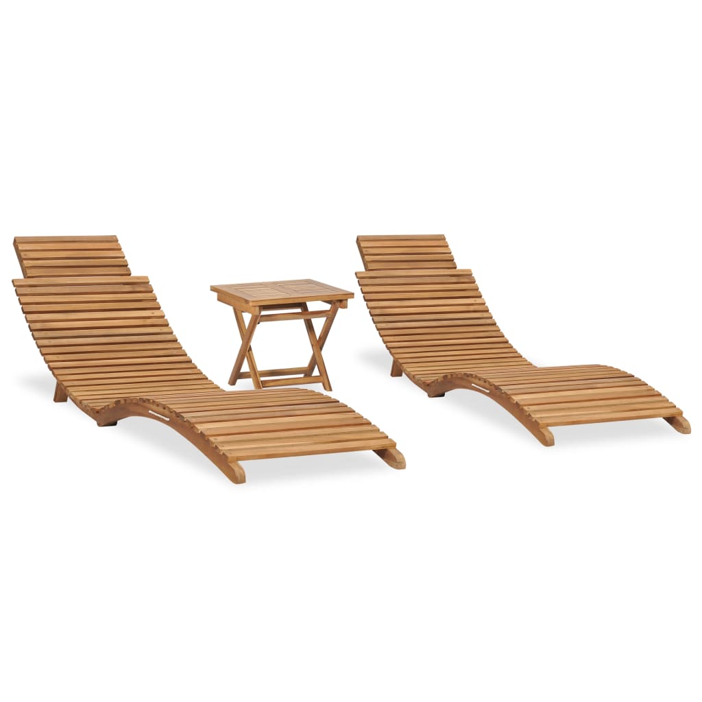 Folding Sun Lounger Solid Teak Wood