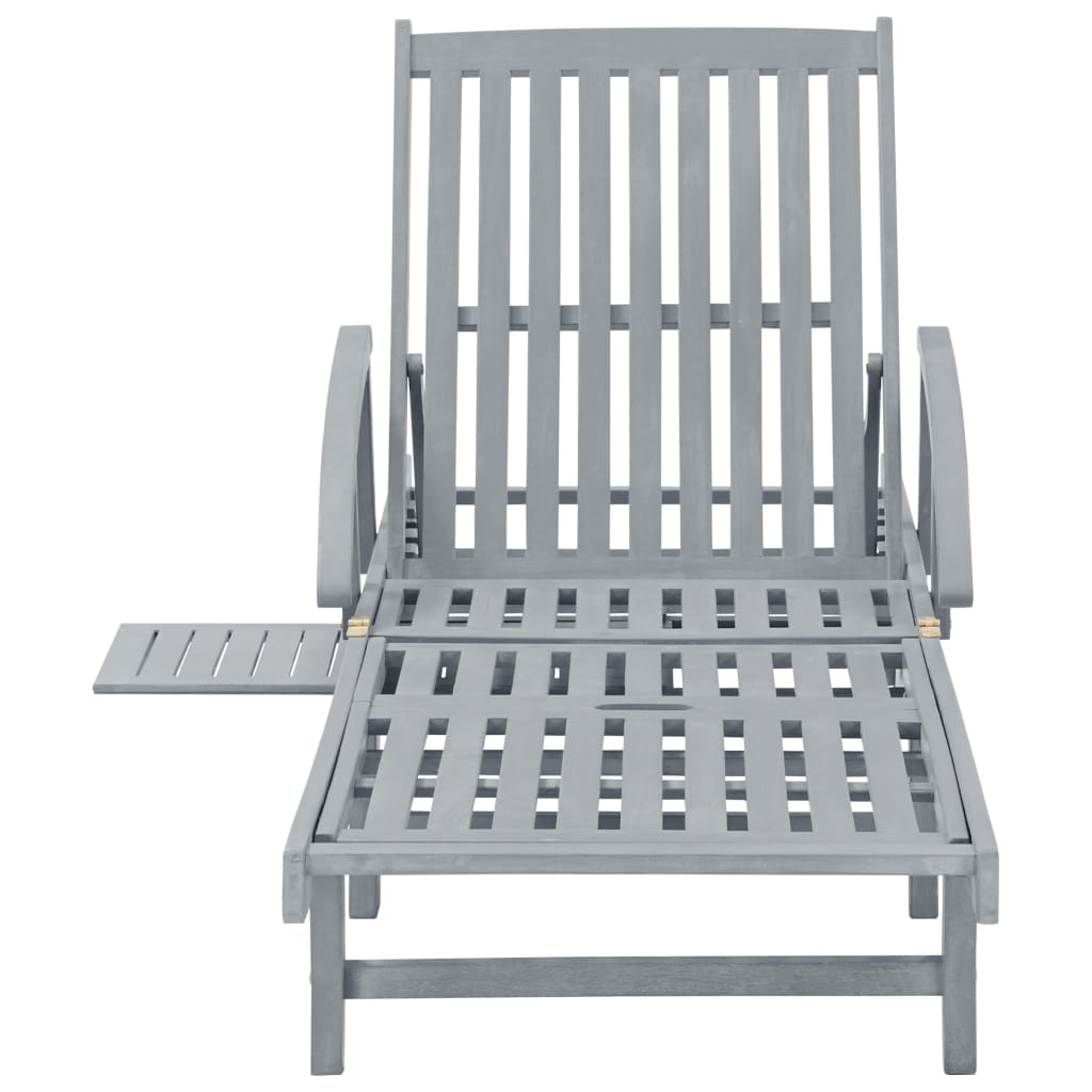 Patio Sun Lounger With Cushion Solid Wood Acacia