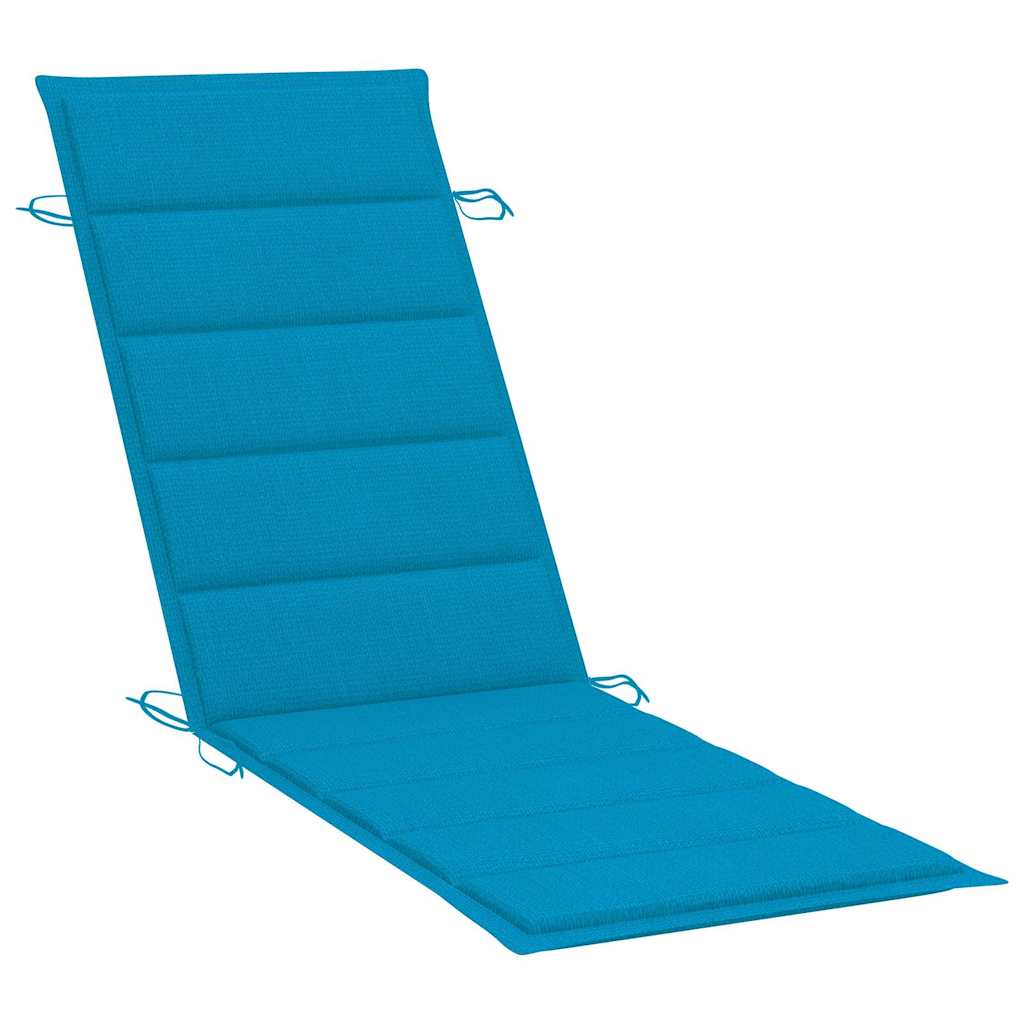 Patio Sun Lounger With Cushion Solid Acacia Wood