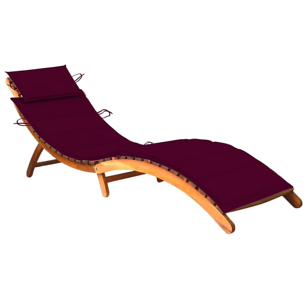 Patio Sun Lounger With Cushion Solid Acacia Wood