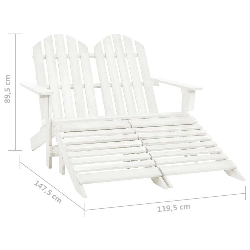 2-Seater Patio Adirondack Chair&Ottoman Fir Wood