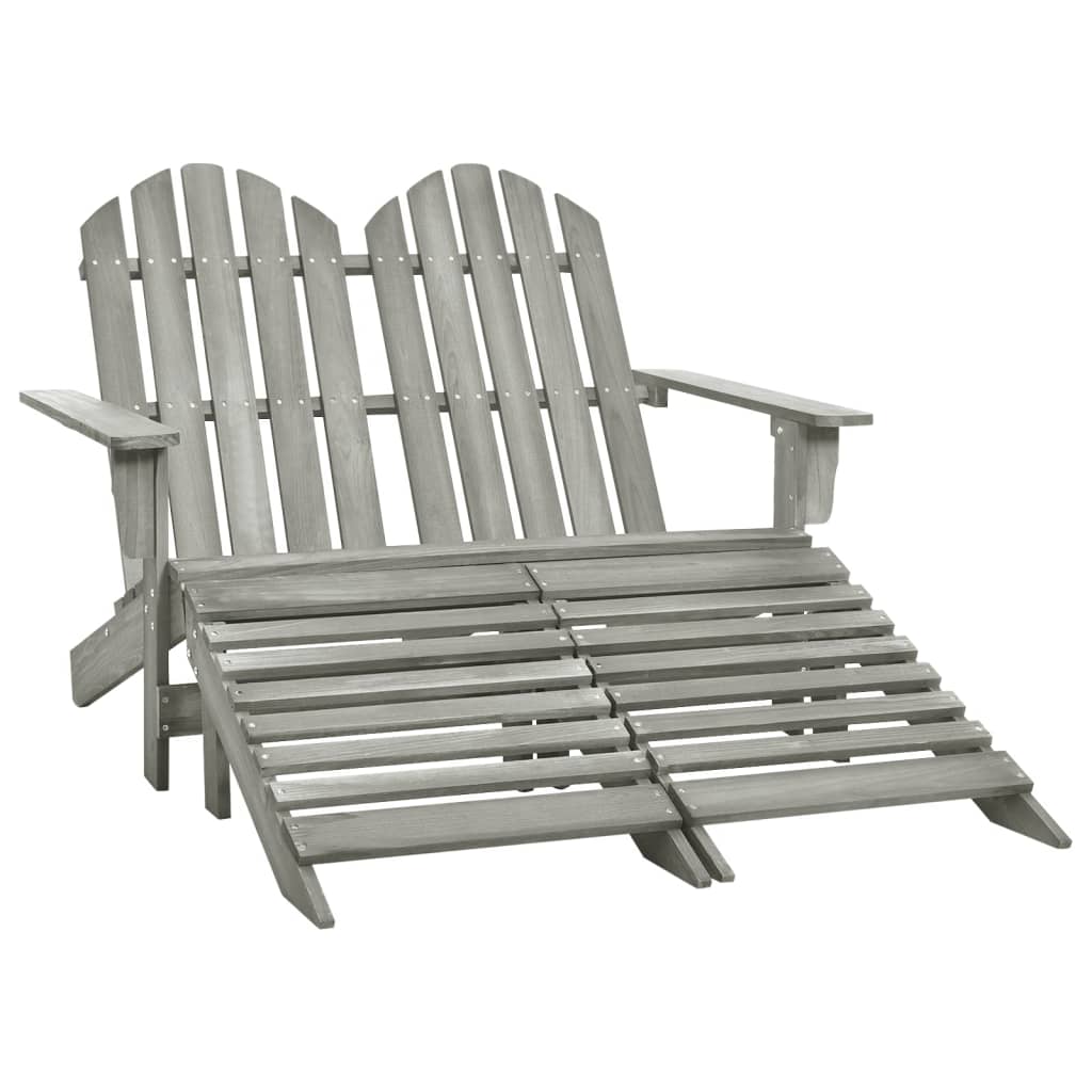 2-Seater Patio Adirondack Chair&Ottoman Fir Wood