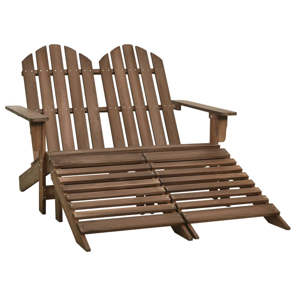 2-Seater Patio Adirondack Chair&Ottoman Fir Wood