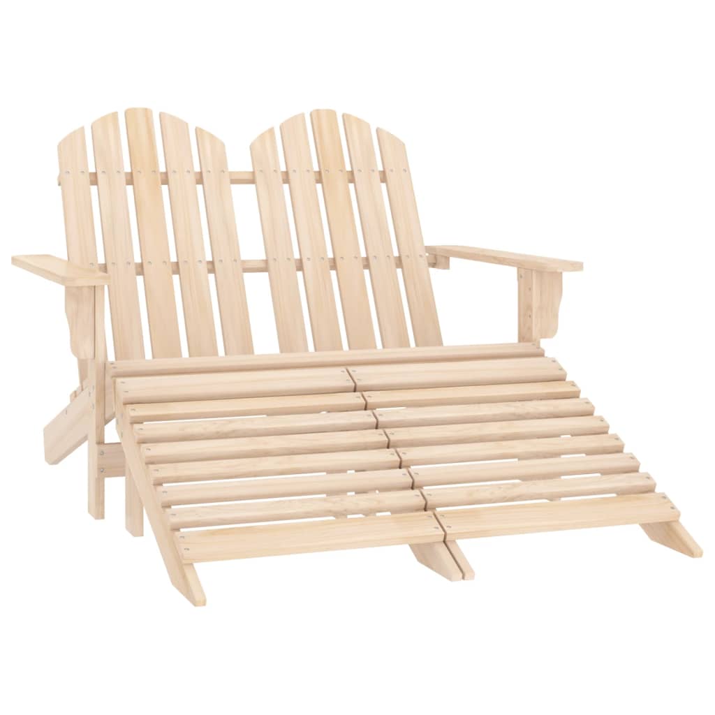 2-Seater Patio Adirondack Chair&Ottoman Fir Wood