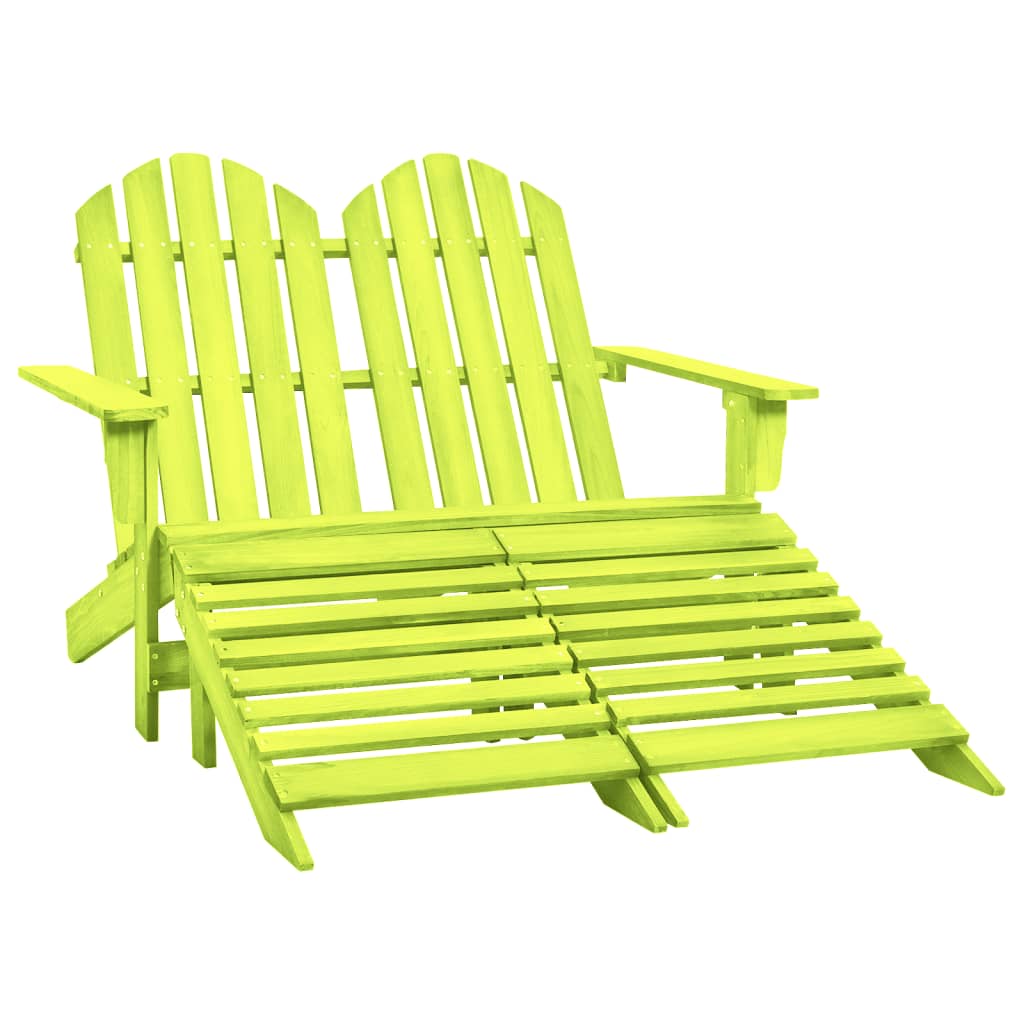 2-Seater Patio Adirondack Chair&Ottoman Fir Wood