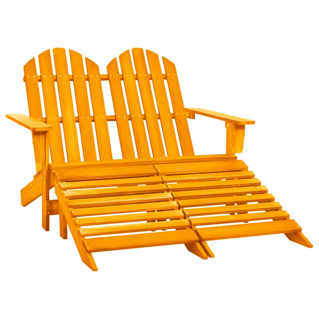 2-Seater Patio Adirondack Chair&Ottoman Fir Wood