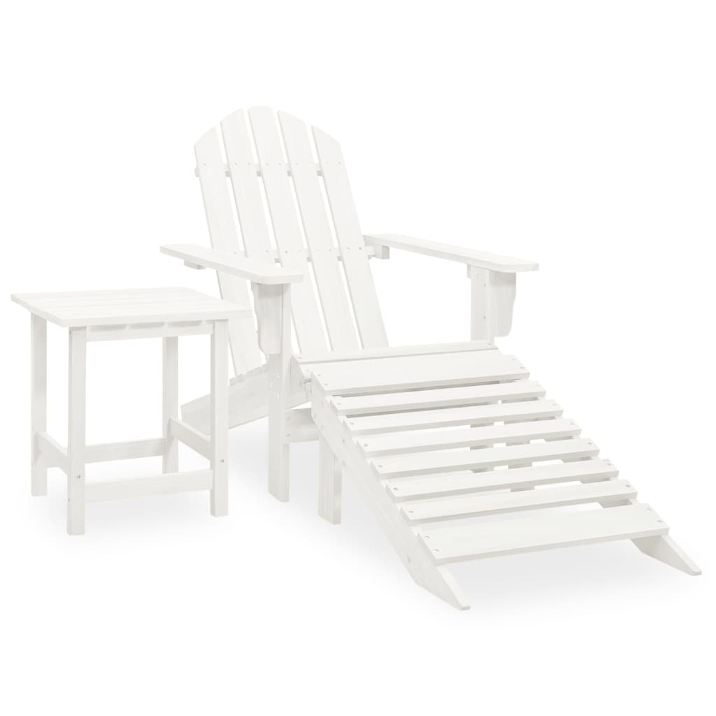 Patio Adirondack Chair With Ottoman&Table Solid Fir Wood