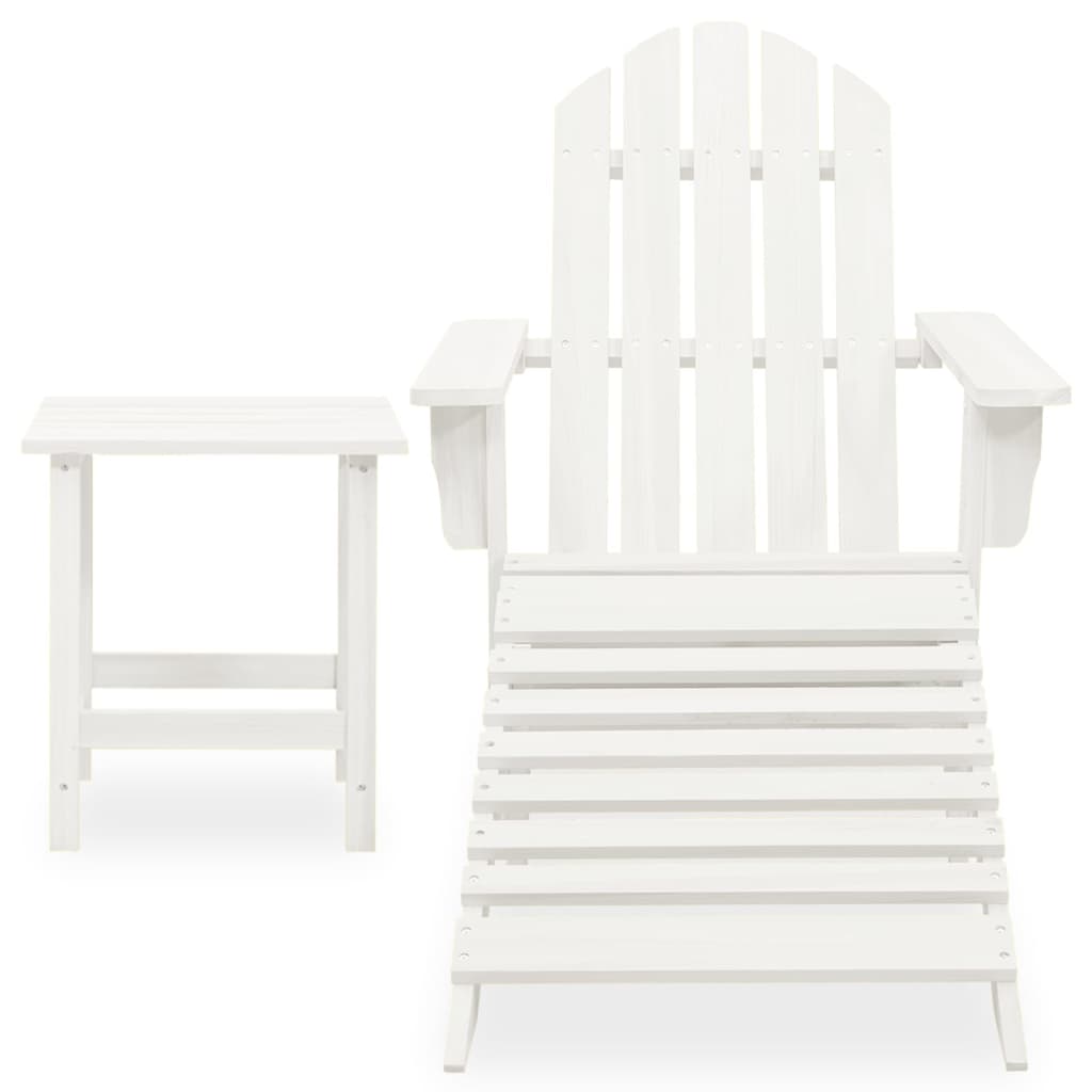 Patio Adirondack Chair With Ottoman&Table Solid Fir Wood