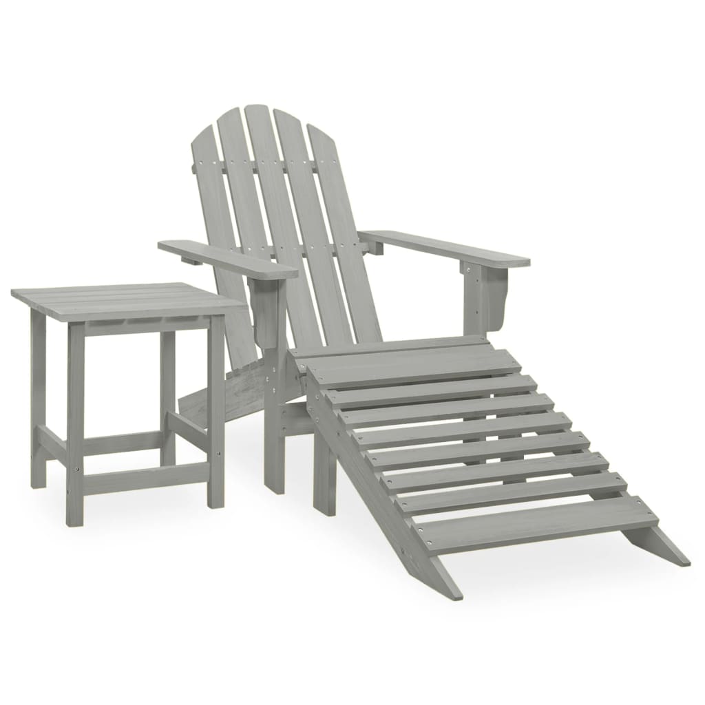 Patio Adirondack Chair With Ottoman&Table Solid Fir Wood