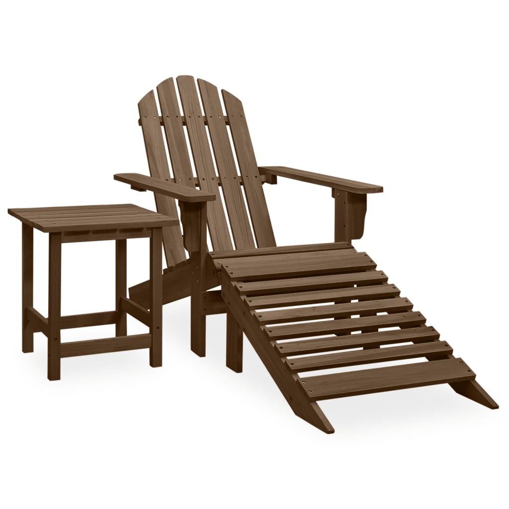 Patio Adirondack Chair With Ottoman&Table Solid Fir Wood