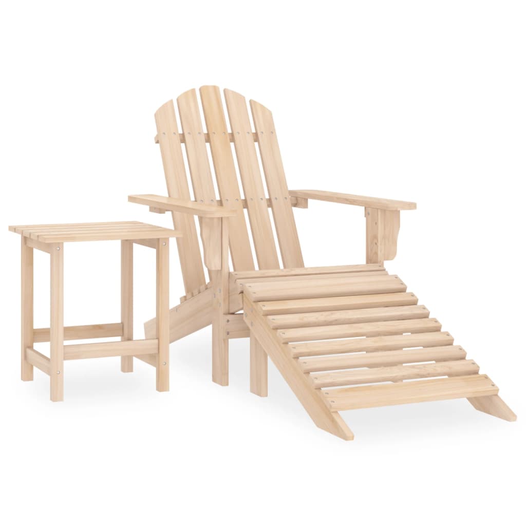 Patio Adirondack Chair With Ottoman&Table Solid Fir Wood