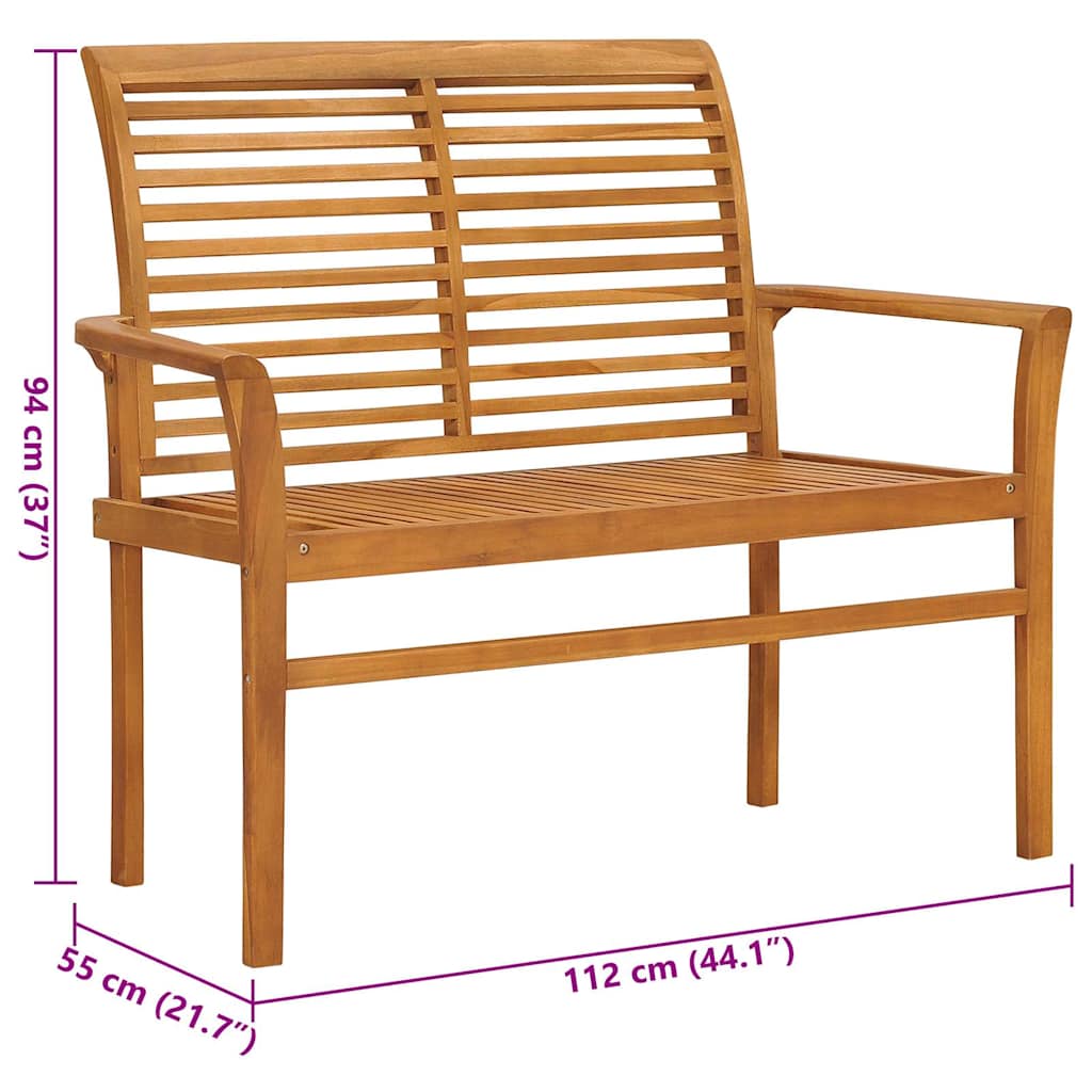 Patio Bench With Cushion 44.1&quot; Solid Teak Wood