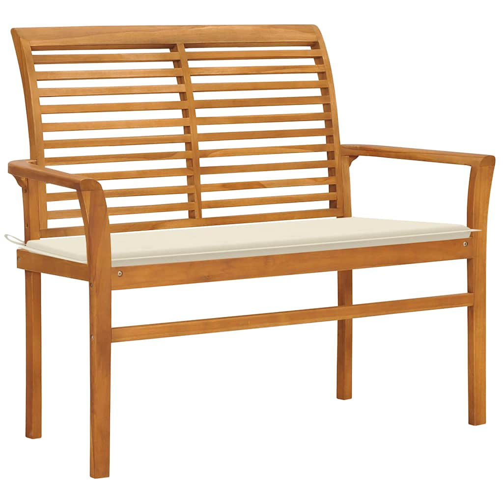 Patio Bench With Cushion 44.1&quot; Solid Teak Wood