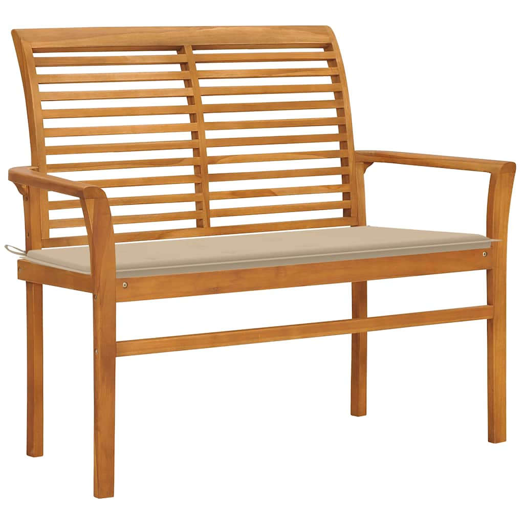 Patio Bench With Cushion 44.1&quot; Solid Teak Wood