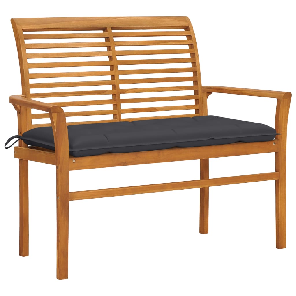 Patio Bench With Cushion 44.1&quot; Solid Teak Wood