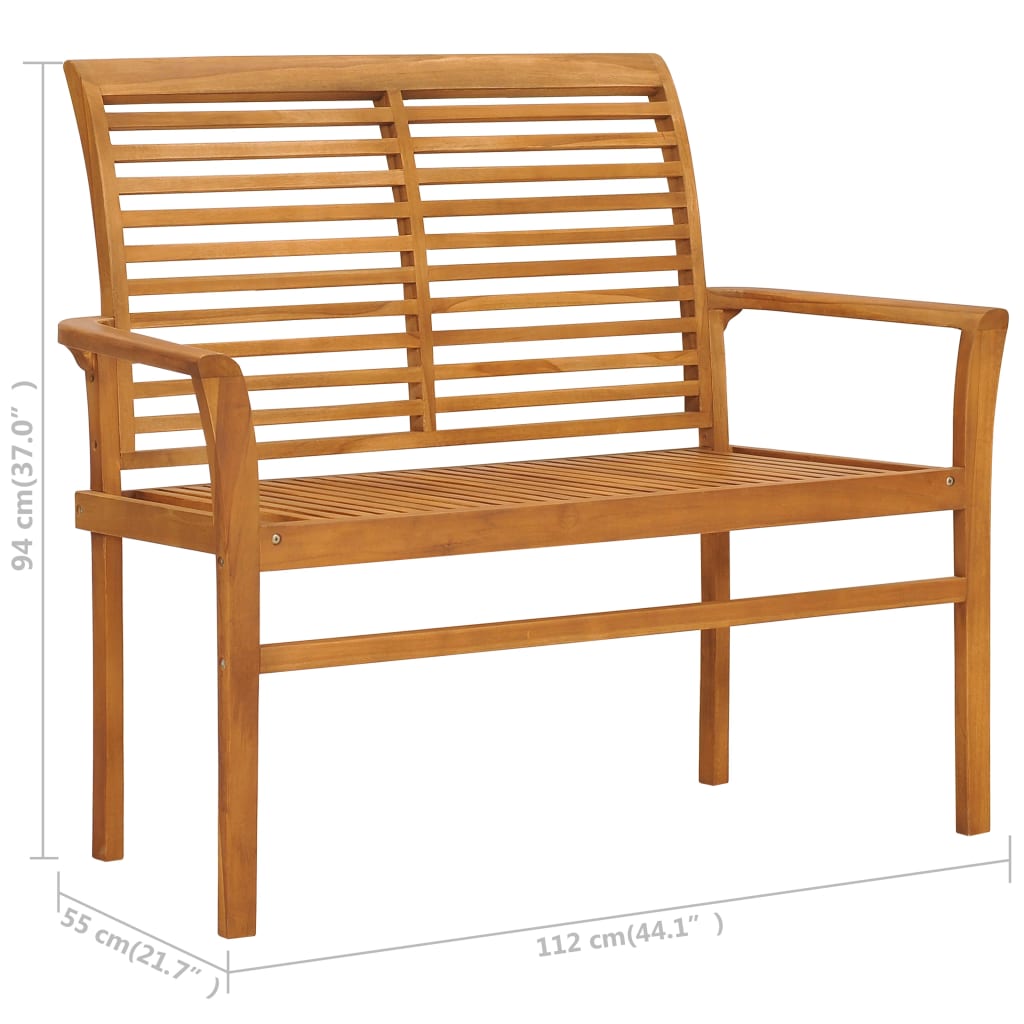 Patio Bench With Cushion 44.1&quot; Solid Teak Wood