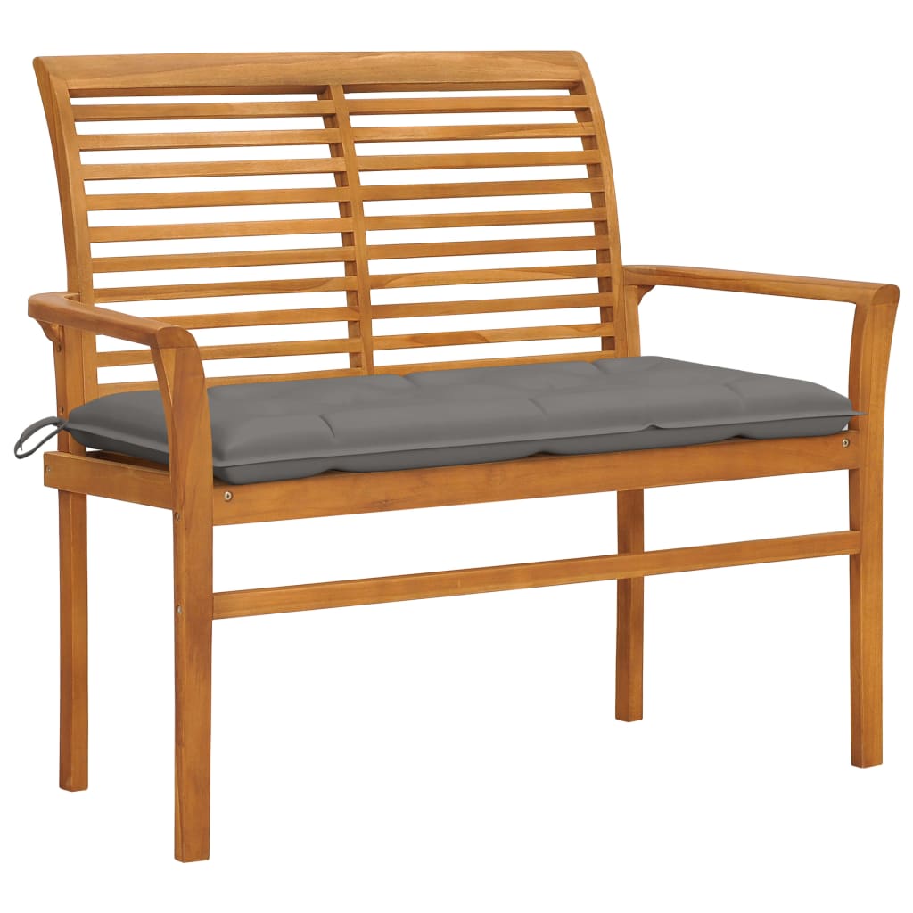 Patio Bench With Cushion 44.1&quot; Solid Teak Wood