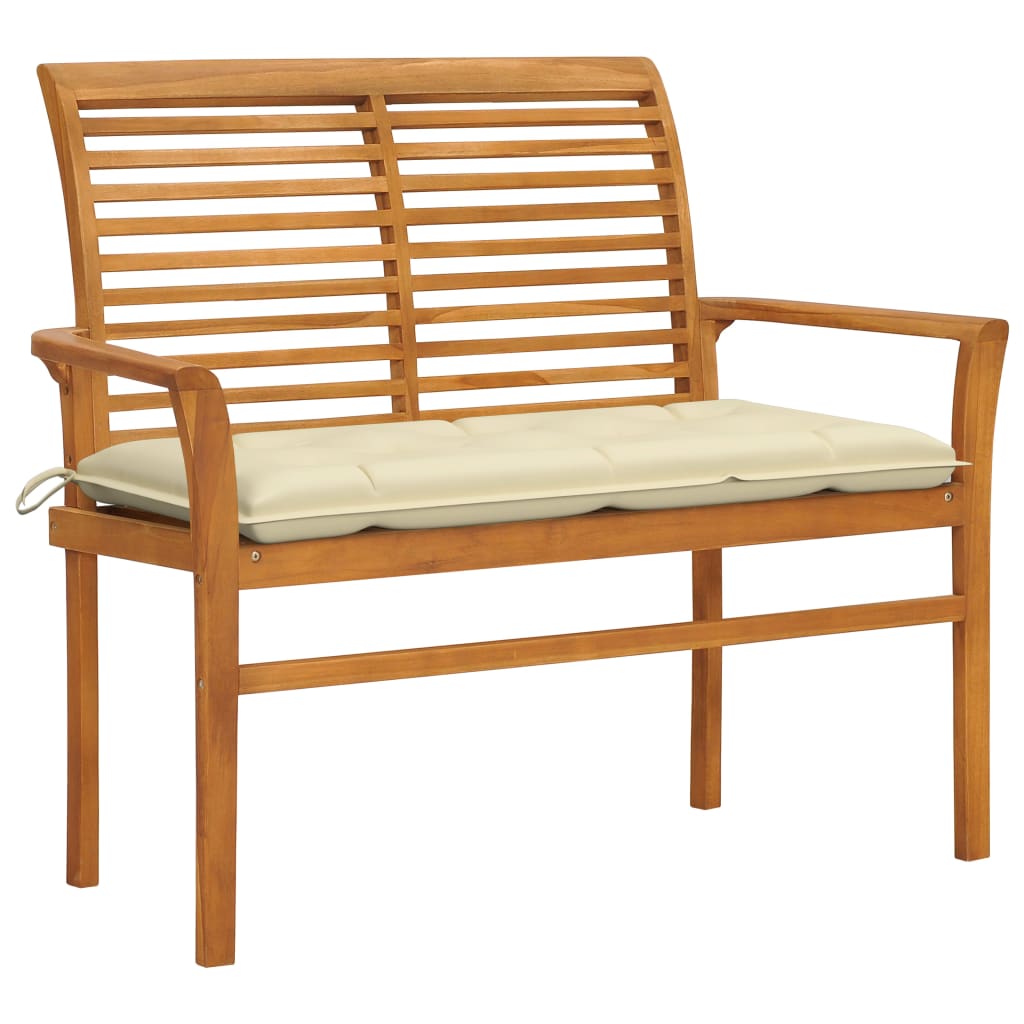 Patio Bench With Cushion 44.1&quot; Solid Teak Wood