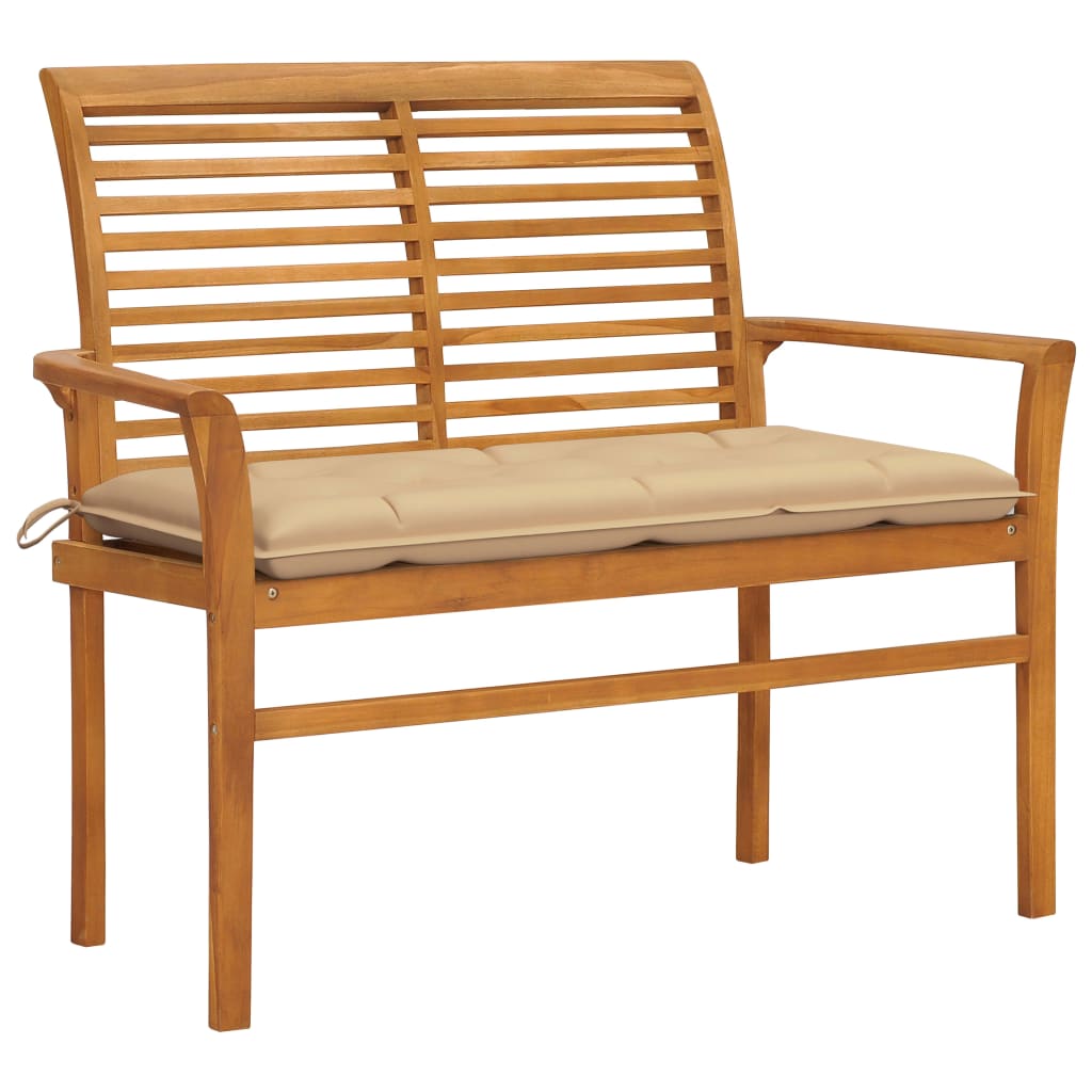 Patio Bench With Cushion 44.1&quot; Solid Teak Wood