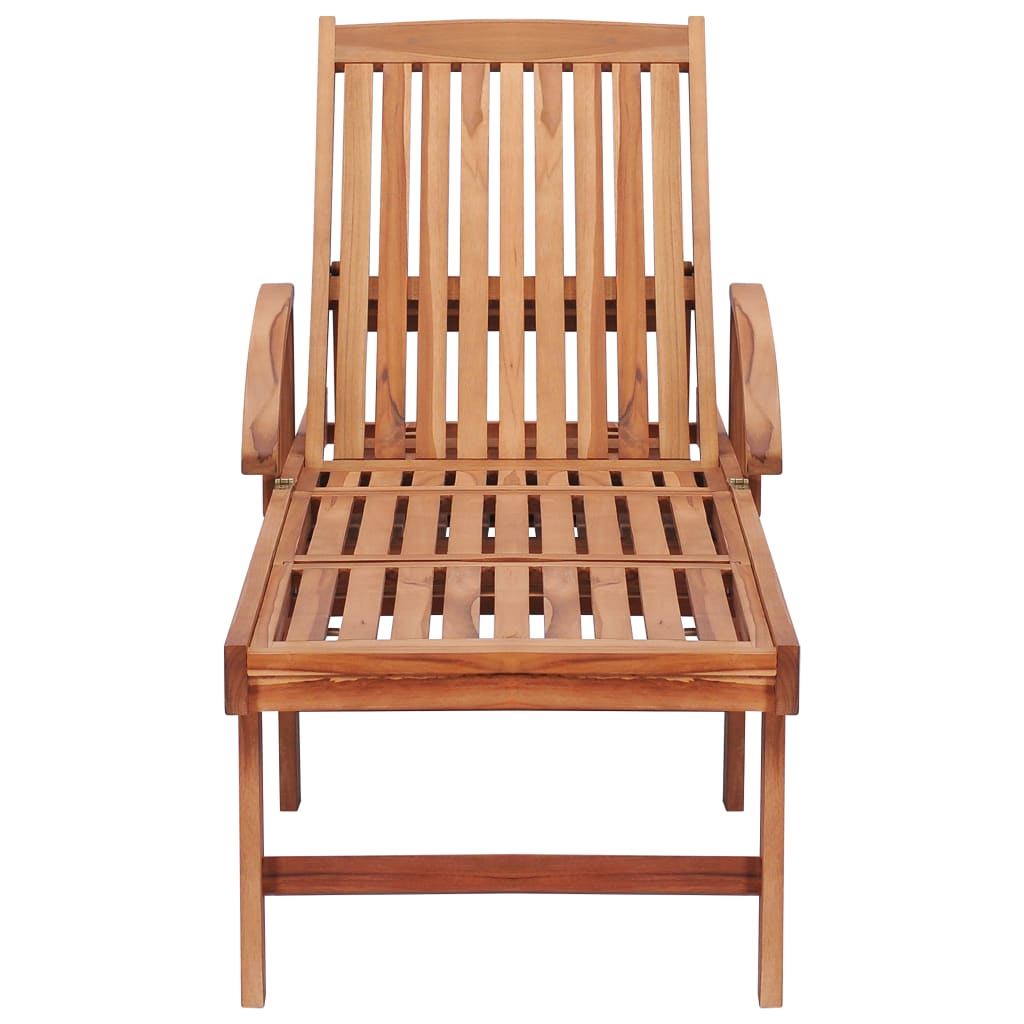 Sun Lounger With Cushion Solid Teak Wood